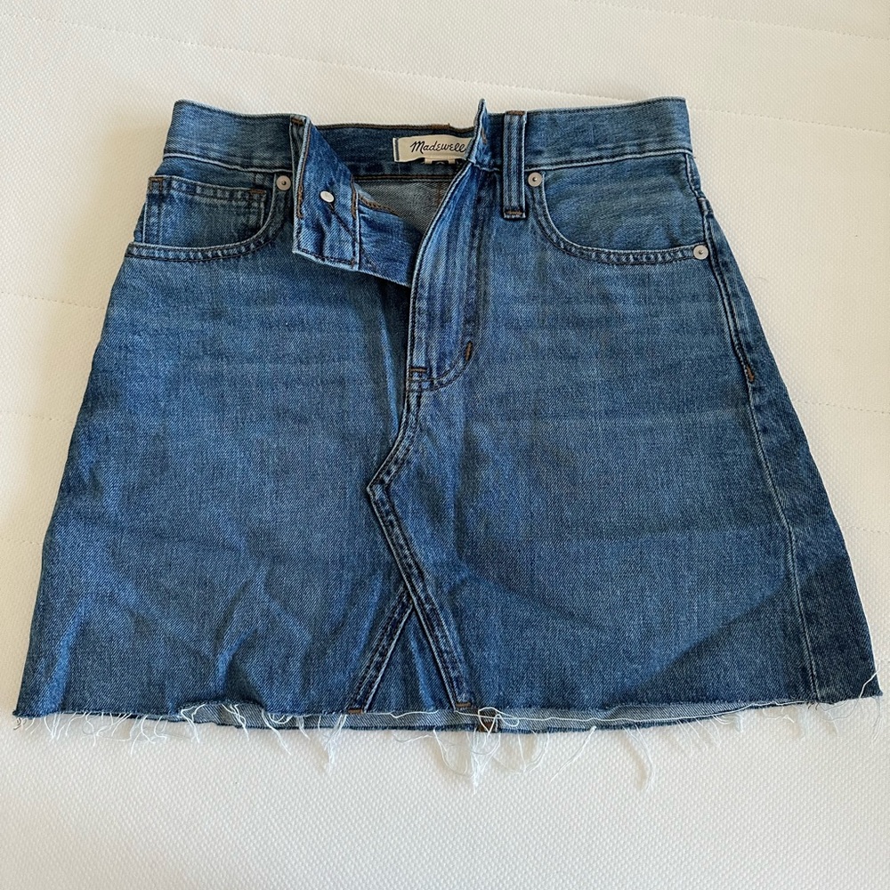 madewell denim mini skirt